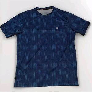 SPYDER Men's MEDIUM DARK BLUE CAMO Rash Guard Swim Shirt